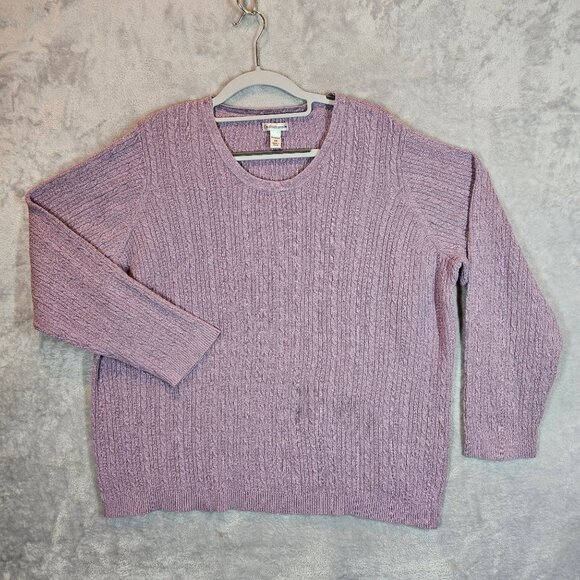 Croft & Barrow Womens 3X Cable Knit Sweater Purple casual Cotton modest Office - Picture 1 of 9